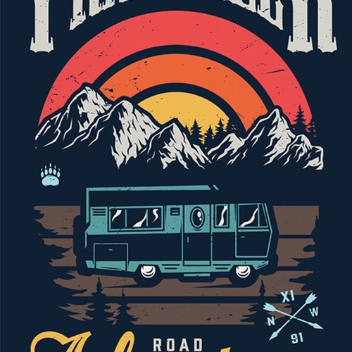 Schild Spruch Traveller Reisender Road Adventures Straßenabenteuer Camping JW