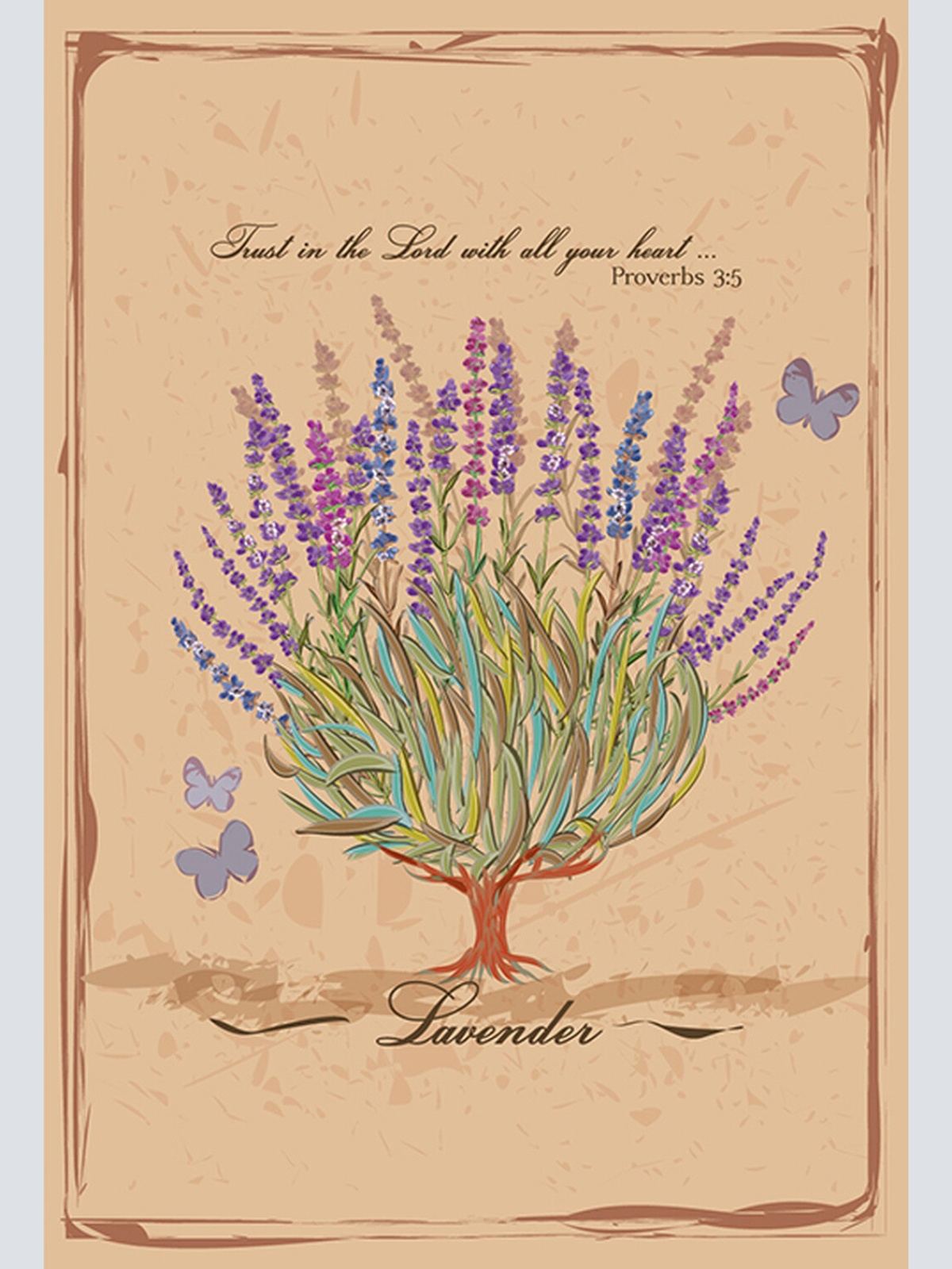 Schild Spruch Lavender Lavendel Trust in the lord with all your hear Vertraue JW