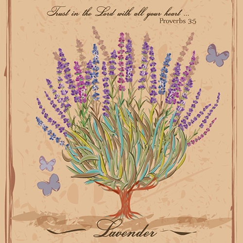 Schild Spruch Lavender Lavendel Trust in the lord with all your hear Vertraue JW