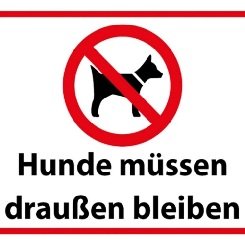 Schild Spruch Hunde müssen draußen bleiben Verbot JW