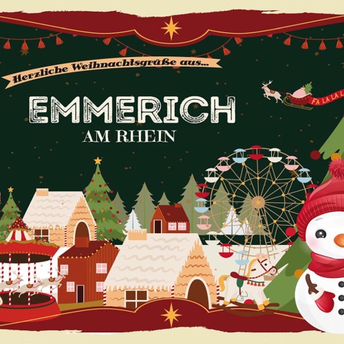 Schild Spruch Herzliche Weihnachtsgrüße aus Emmerich am Rhein Comic JW