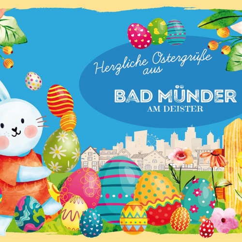 Schild Spruch Herzliche Ostergrüße aus Bad Münder am Deister Osterhase JW