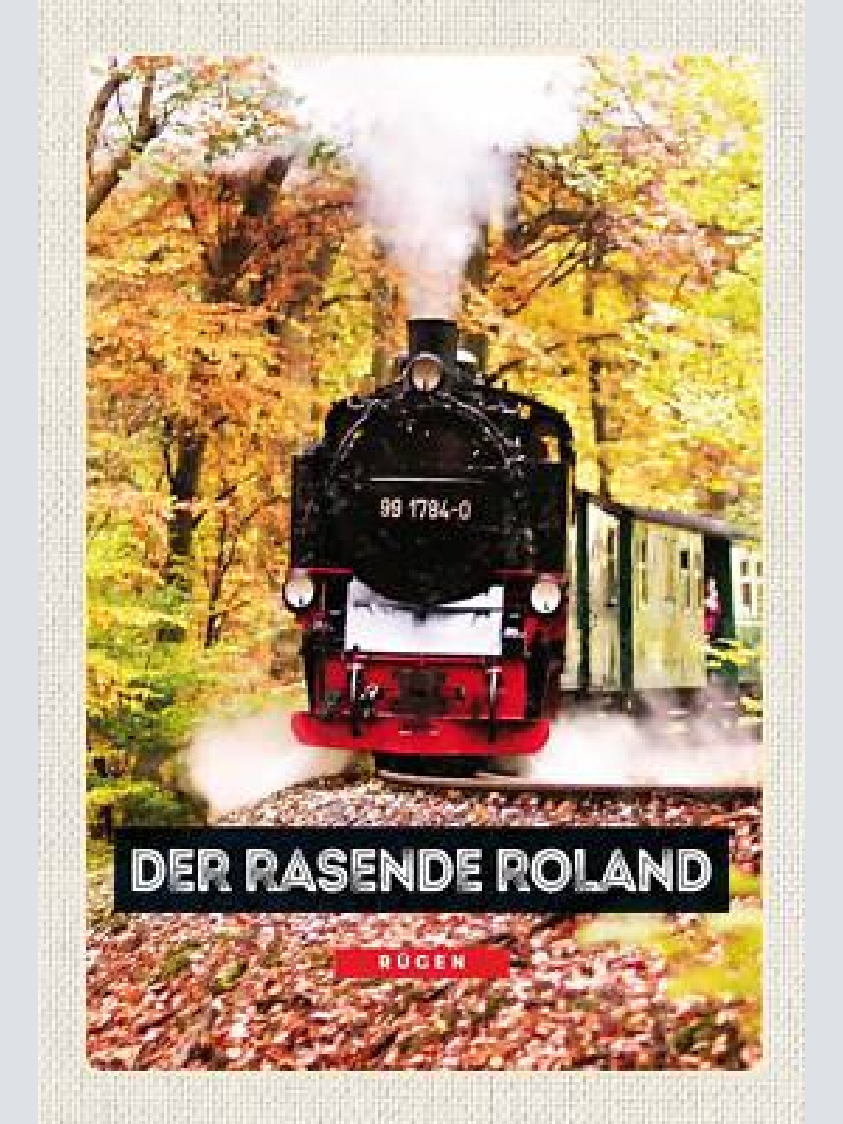 Schild spruch der rasende roland rügen deutschland wald eisenbahn jw