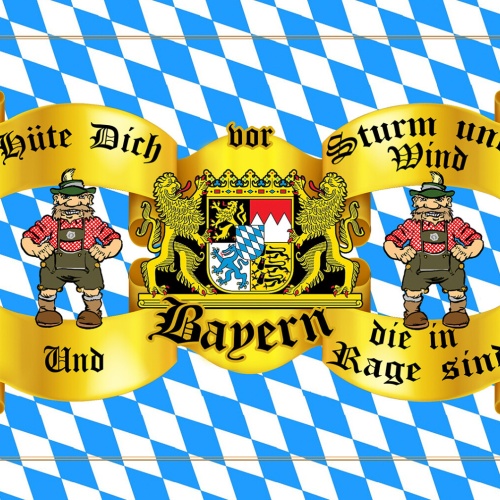 Schild Spruch Hüte dich vor Strum und Wind und Bayern die in Rage sind JW
