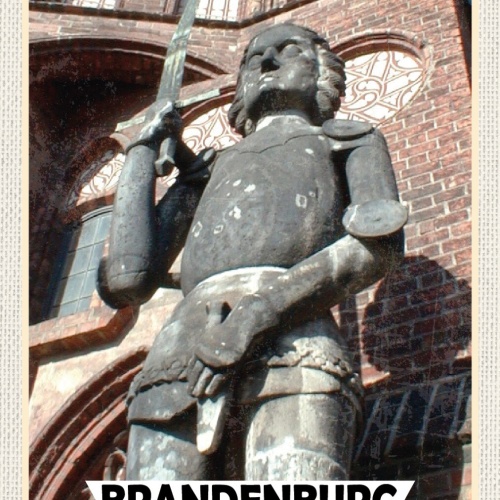 Schild Spruch Brandenburg an der Havel Deutschland Roland Denkmal JW