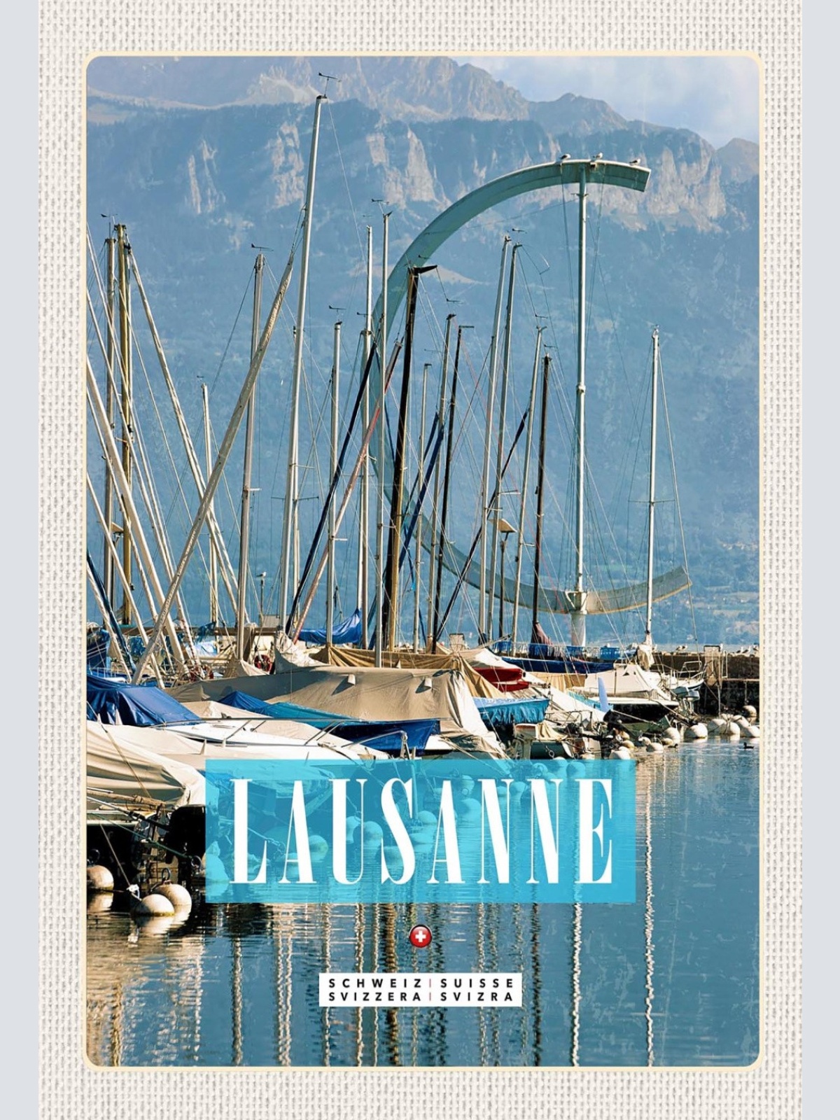 Schild Spruch Lausanne Schweiz Berge See JW