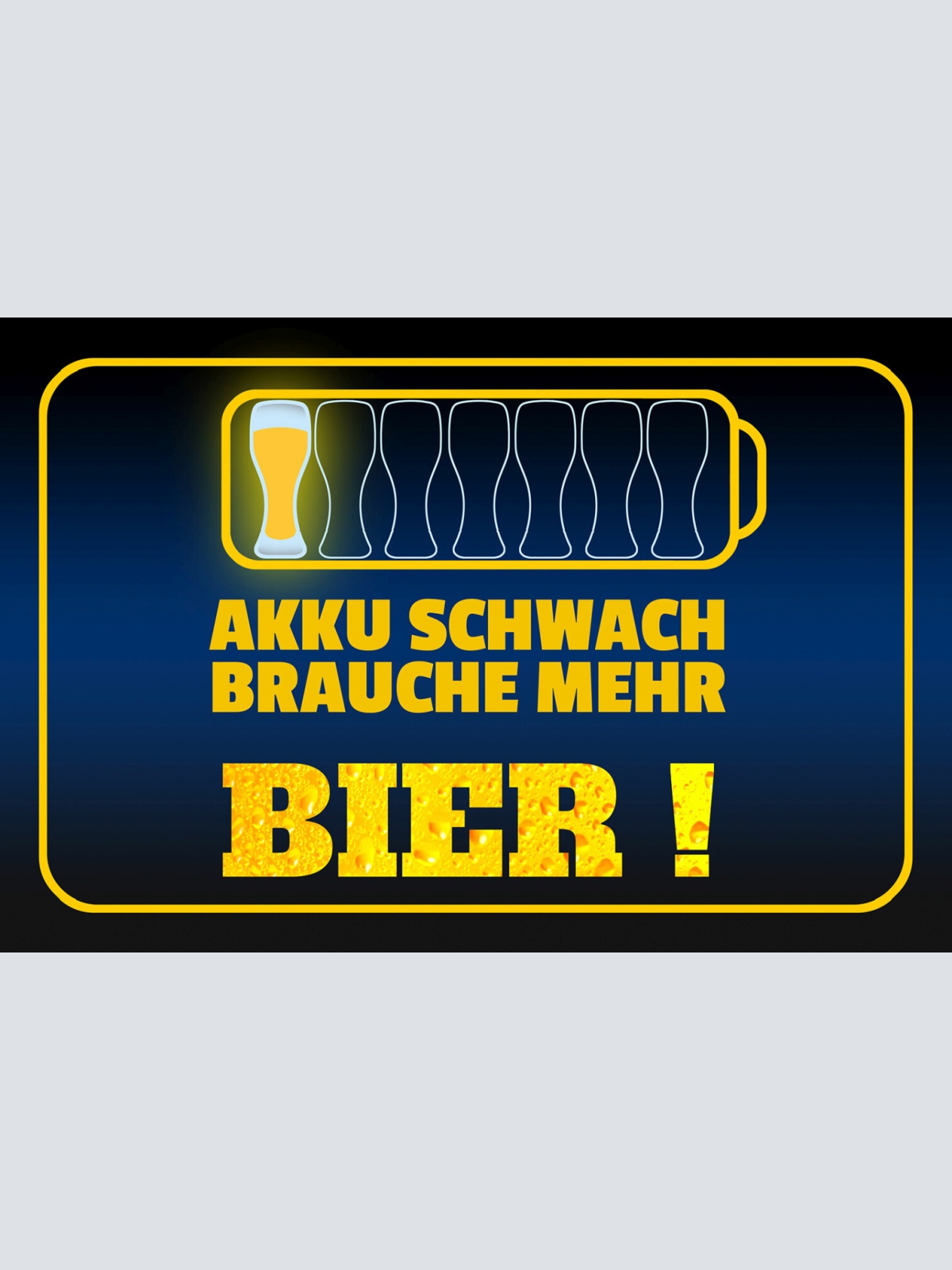 Schild Spruch Akku schwach Brauche mehr Bier Party Alkohol JW