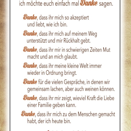 Schild Spruch Liebe Mama Lieber Papa Ich möchte euch einfach mal Danke sagen JW