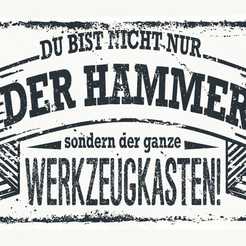 Schild Spruch Du bist nicht der Hammer sondern ganzer Werkzeugkasten JW