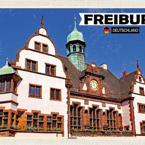 Schild Spruch Freiburg Deutschland Rathaus JW