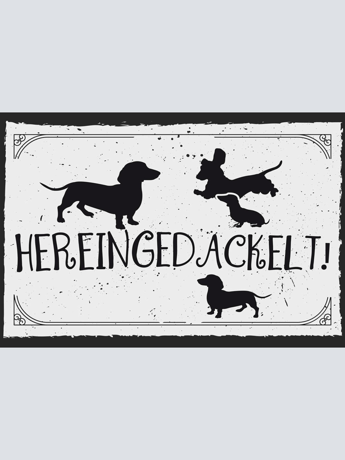 Schild Spruch Hereingedackelt Hund Dackel Willkommen JW