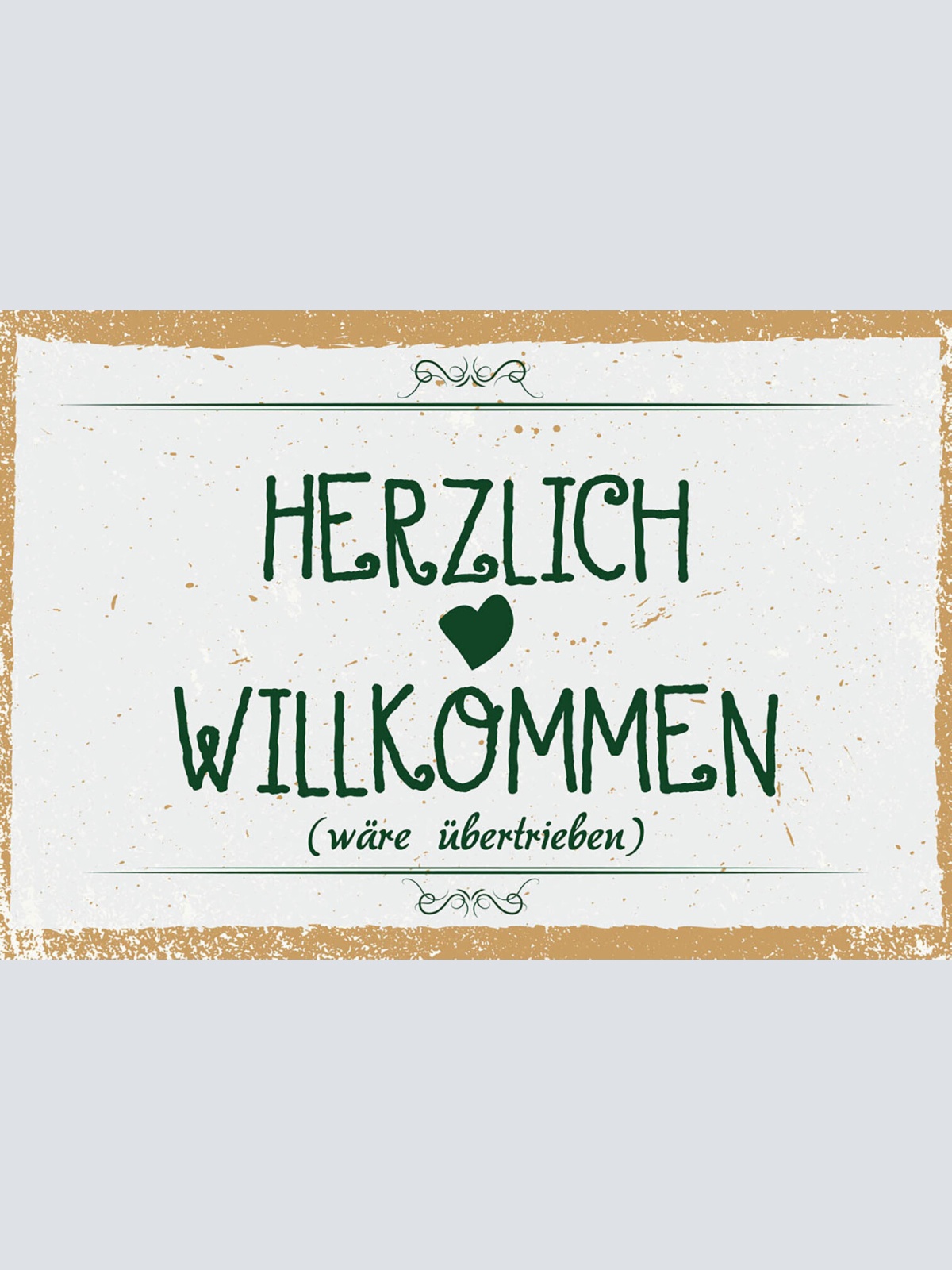 Schild Spruch Herzlich Willkommen wäre übertrieben JW