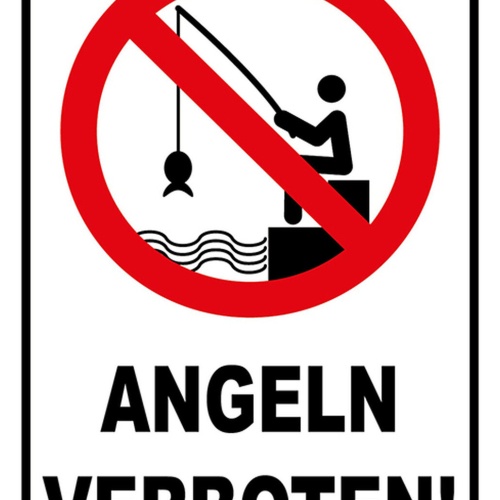 Schild Spruch Angeln Verboten Strichmännchen JW