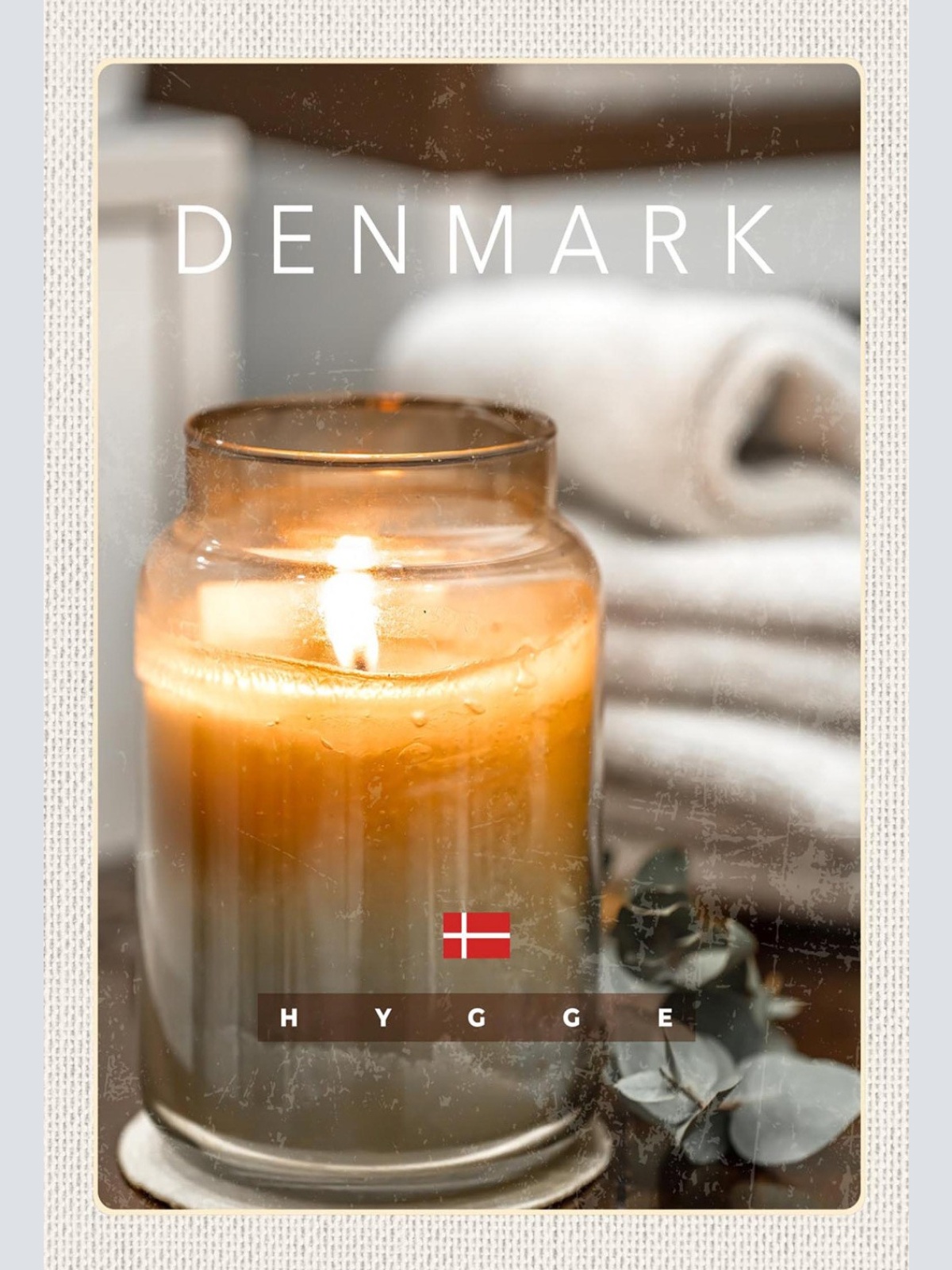 Schild Spruch Hygge Denmark Dänemark Kerze JW
