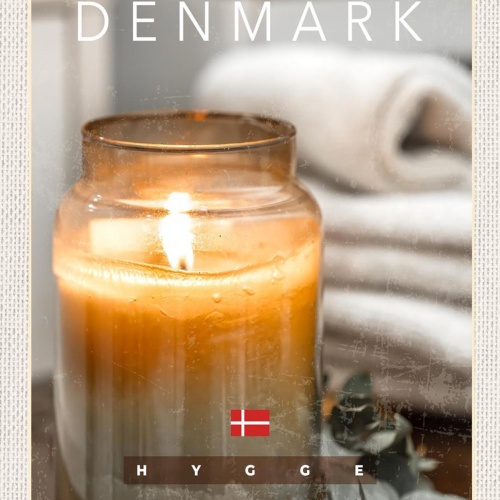 Schild Spruch Hygge Denmark Dänemark Kerze JW