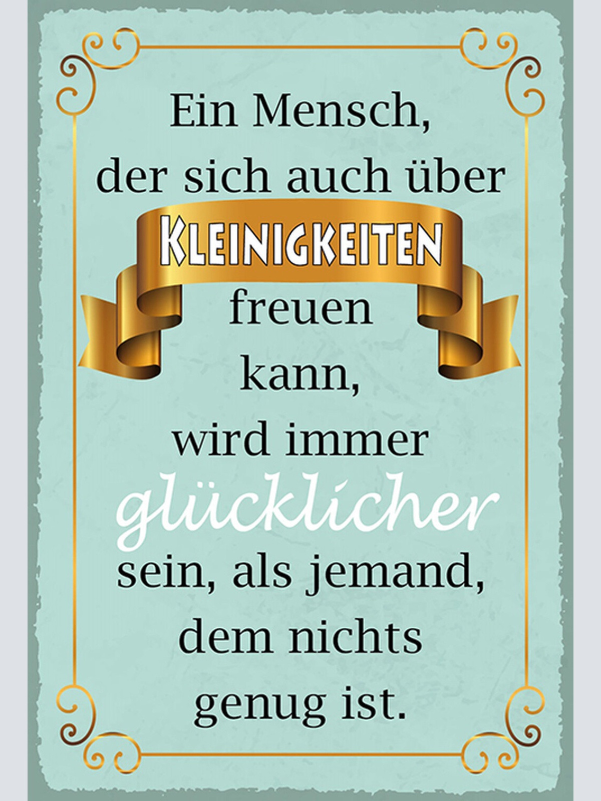 Schild Spruch Mensch der sich auch über Kleinigkeiten freuen kann glücklich JW