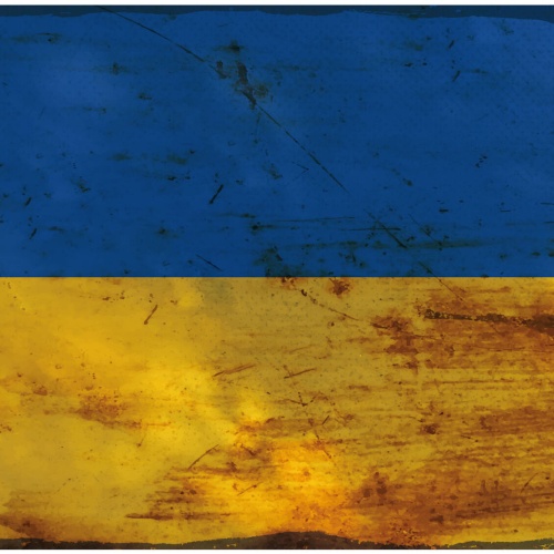 Schild Spruch Nationalflagge Ukraine JW