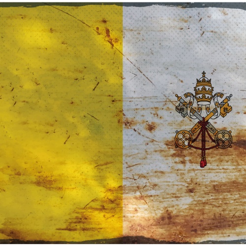 Schild Spruch Nationalflagge Vatikanstadt JW