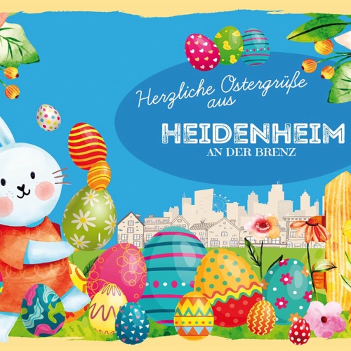 Schild Spruch Herzliche Ostergrüße aus Heidenheim an der Brenz Osterhase ComicJW