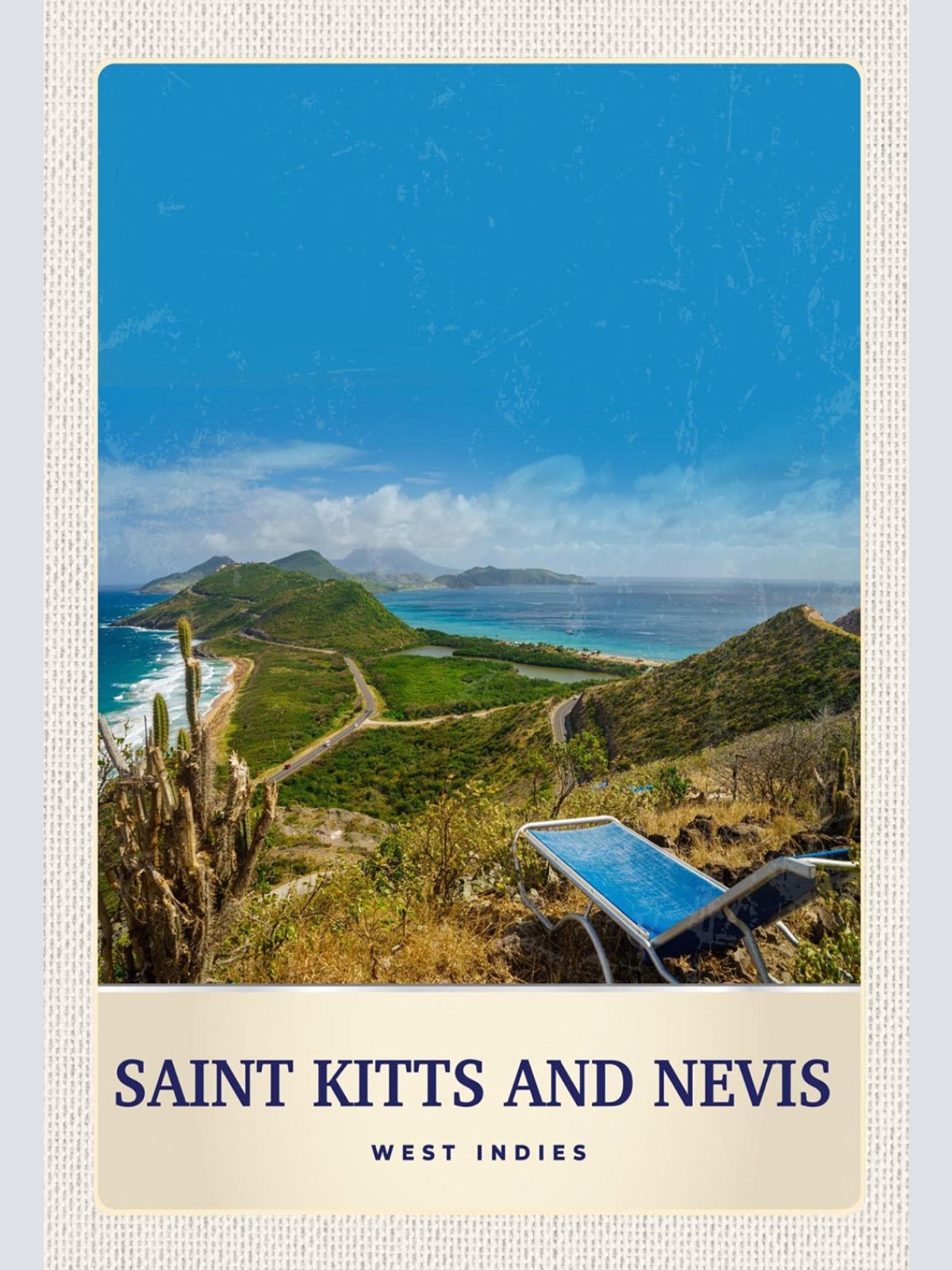 Schild Spruch Saint Kitts and Nevis West Indies Karibik Inseln Strand Meer JW