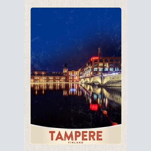 Schild spruch tampere finland finnland see nacht stadt häuser jw