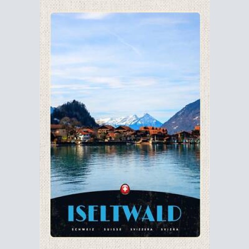 Schild spruch iseltwald switzerland schweiz see dorf ufer berge jw