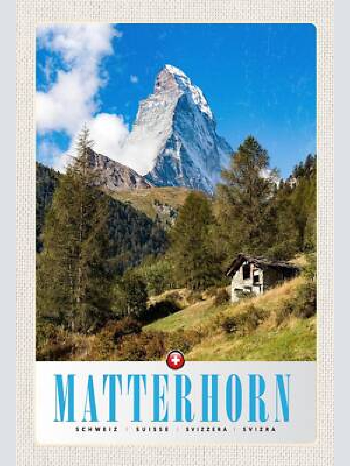 Schild spruch matterhorn switzerland schweiz berge berhütte wald jw