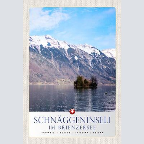 Schild spruch schnäggeninseli im brienzersee switzerland schweiz berge see jw