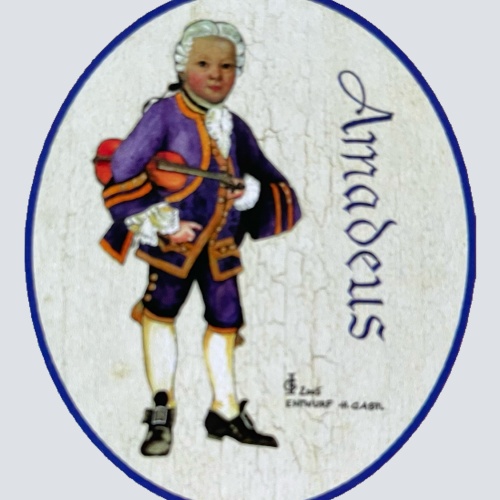 KuK Nostalgie Holzschild Amadeus Mozart Geige Musik Klassik Schild