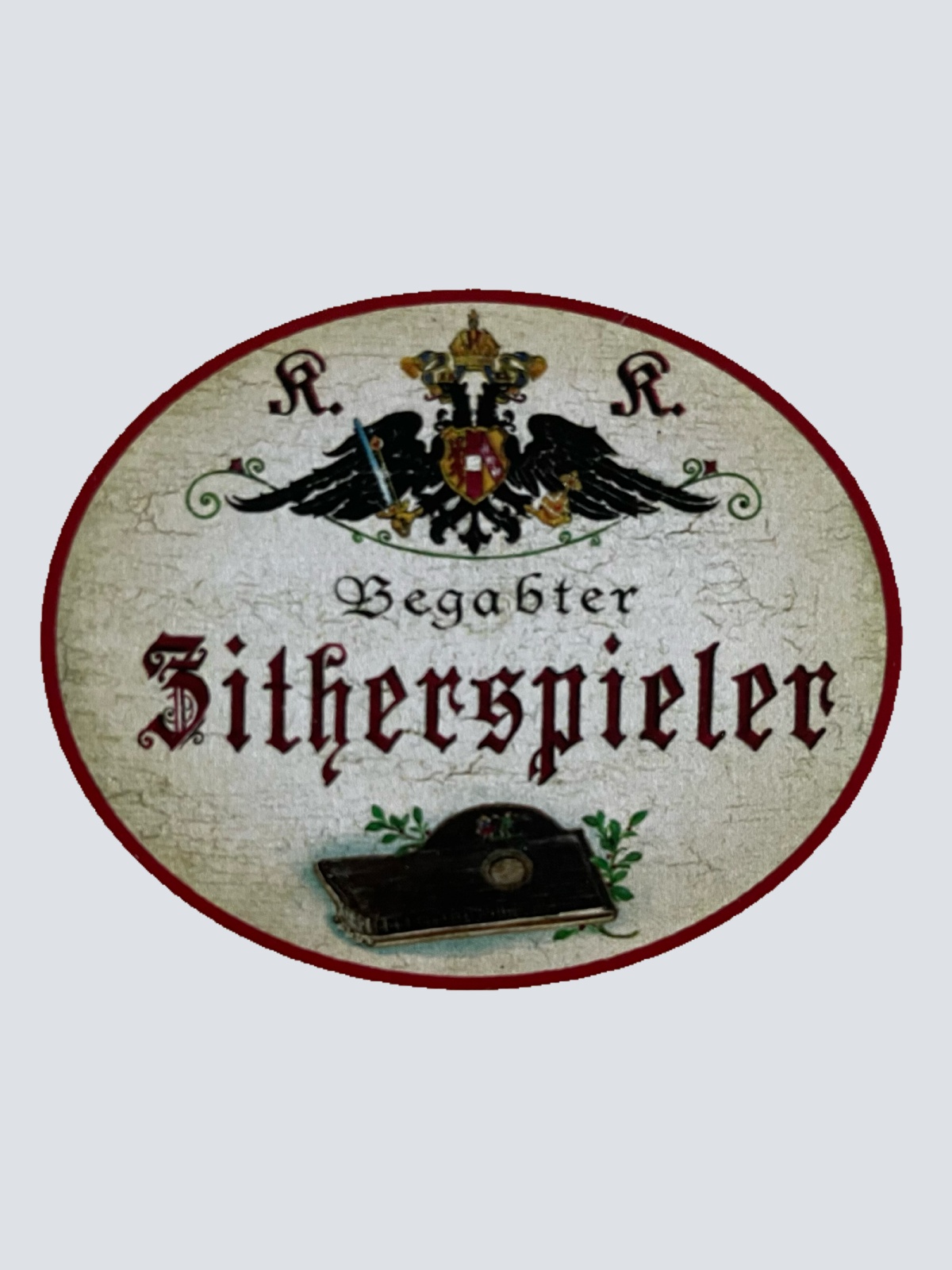 KuK Nostalgie Holzschild Begabter Zitherspieler Zither Instrument Musiker Schild