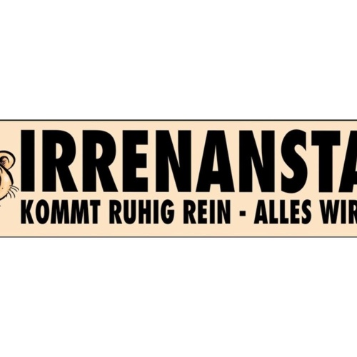 Schild Irrenanstalt Psychiatrie Klapsmühle Klapse Klinik 46 x 10 Blech od. Holz