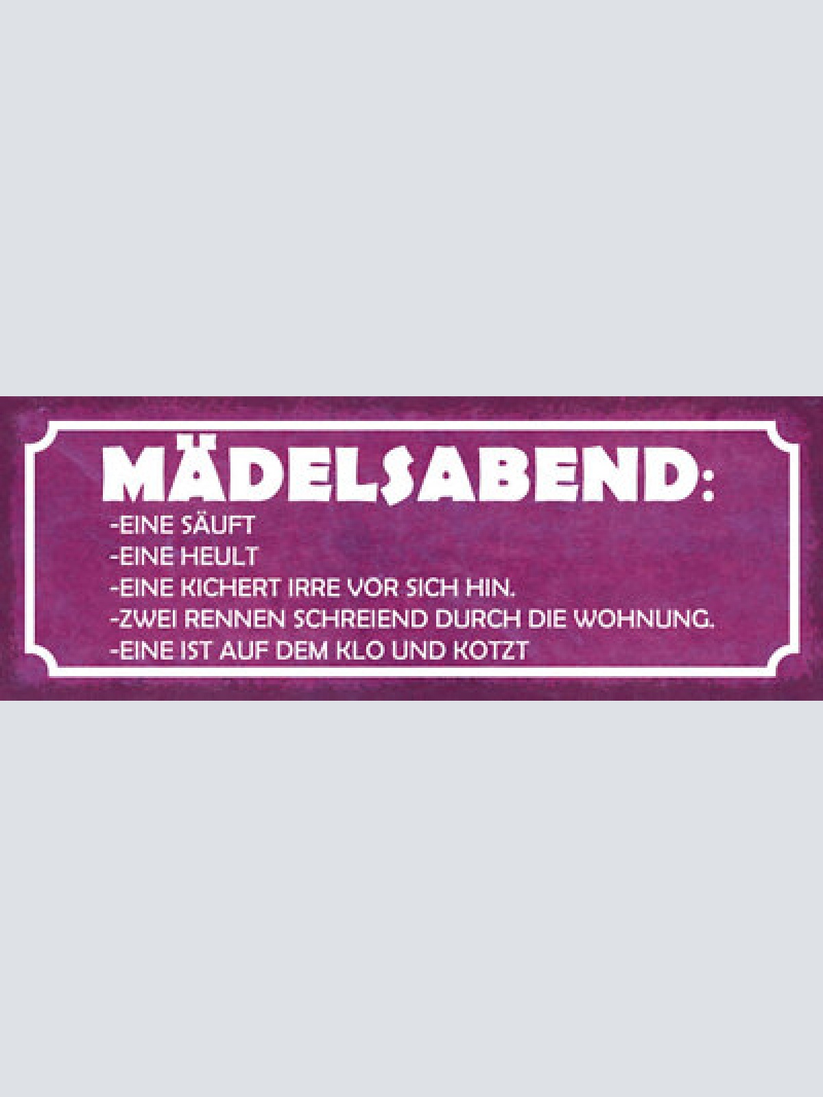 Schild mädelsabend eine säuft heult kichert vor sich hin schreiend wohnung 27x10