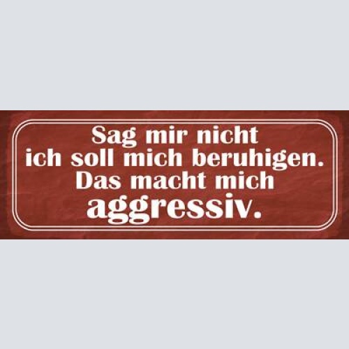 Schild sagt mir nicht ich soll mich beruhigen das macht mich aggressiv 27x10