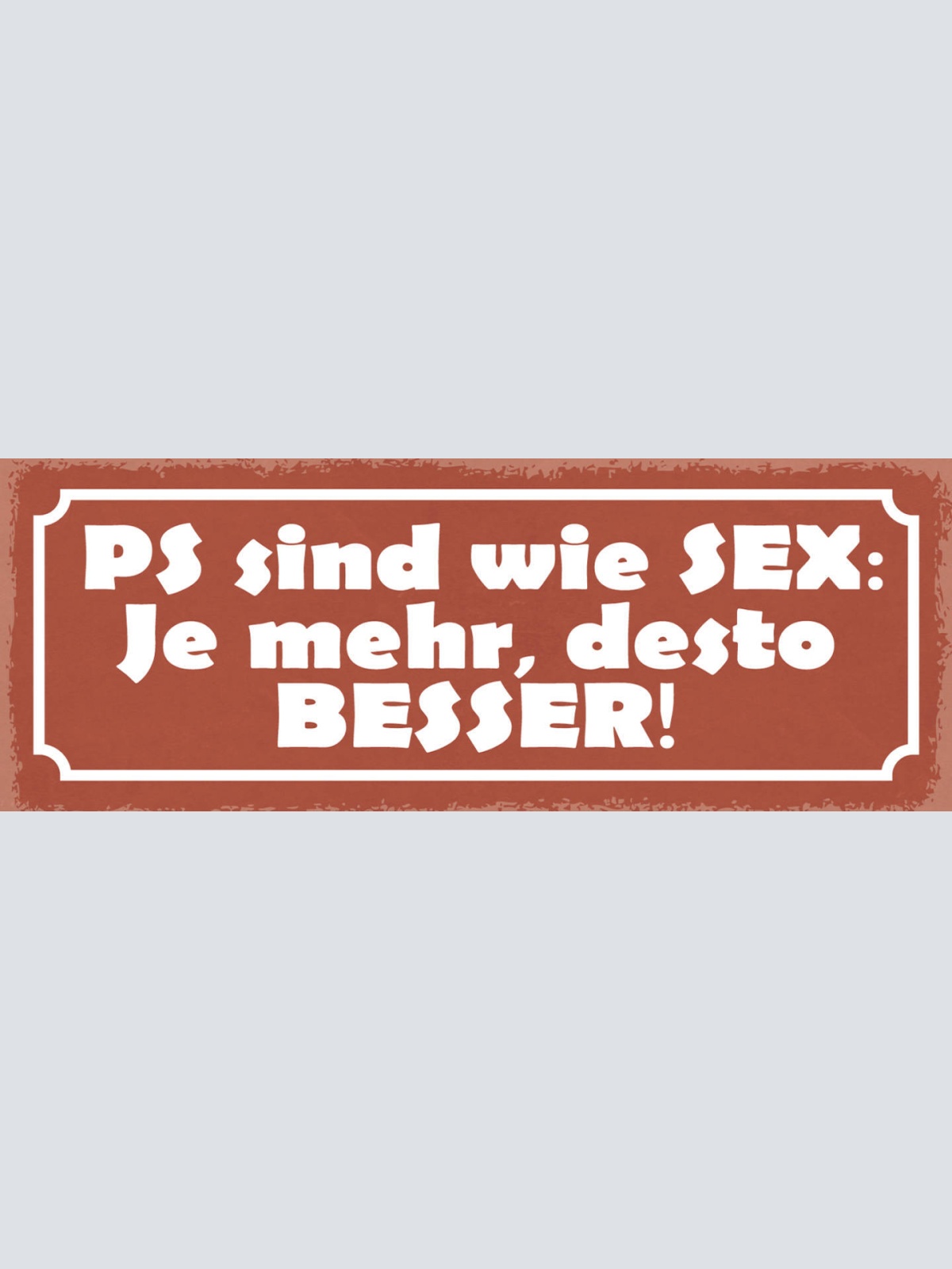 Schild PS Sind Wie Sex Je Mehr Desto Besser Auto Motorsport 27x10 Blech od.Holz