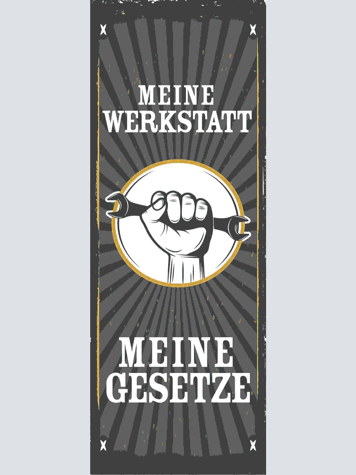 Schild Meine Werkstatt Meine Gesetze Mechaniker Bastler 27x10 Blech od.Holz