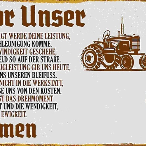 Schild Traktor Unser Im Himmel Gebet Amen Bauer Bauernhof 27x10 Blech od.Holz