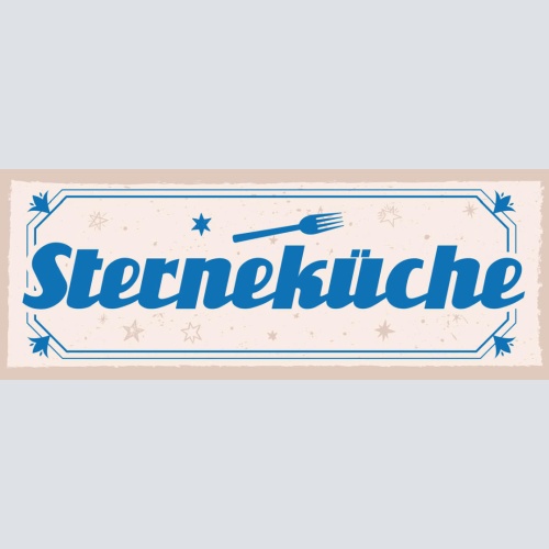 Schild Sterne Küche Koch Restaurant Kochen Zuhause Essen 27x10 Blech od.Holz