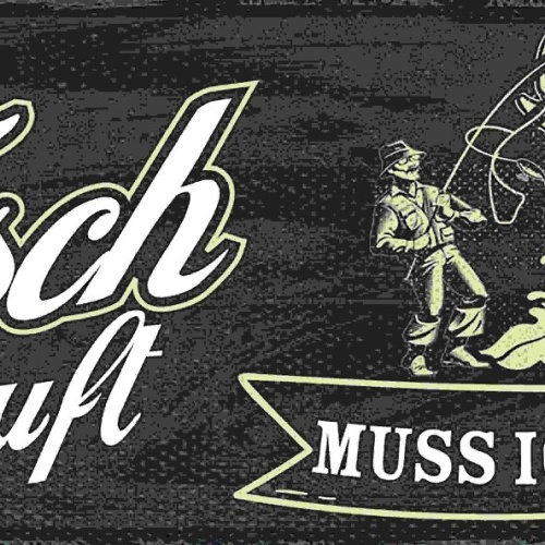 Schild Wenn Der Fisch Ruft Muss Ich Gehen Angler Fischen 27x10 Blech od.Holz