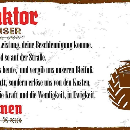Schild Traktor Unser Im Himmel Gebet Amen Bauer Bauernhof 27x10 Blech od.Holz