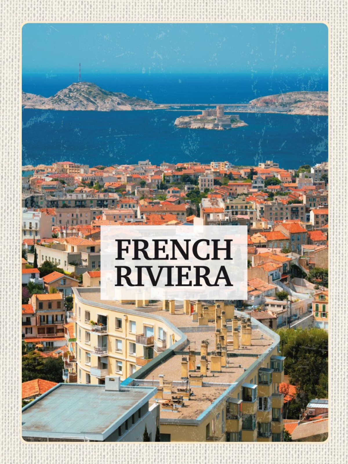 Schild French Riviera Côte d’Azur Frankreich 12x18 20x30 30x40 Blech od. Holz