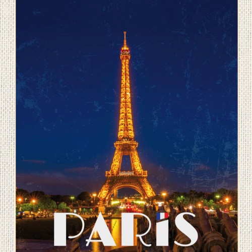 Schild Paris France Frankreich Eiffel Turm 12x18 20x0 30x40 Blech od. Holz