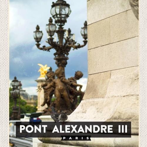 Schild Pont Alexander III Paris Frankreich Brücke 12x18 20x30 30x40 Blech/Holz