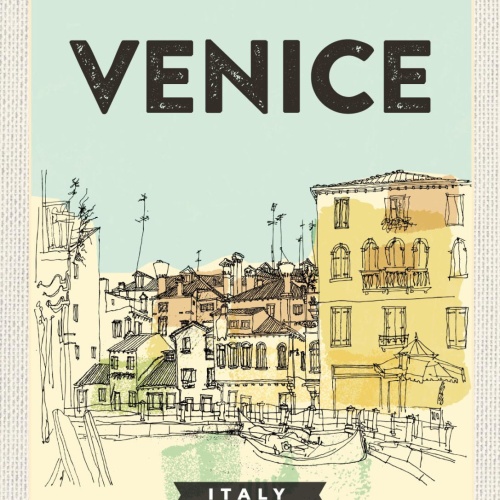 Schild Venice Italy Venedig Italien Gondel Stadt 12x18 20x30 30x40 Blech/Holz