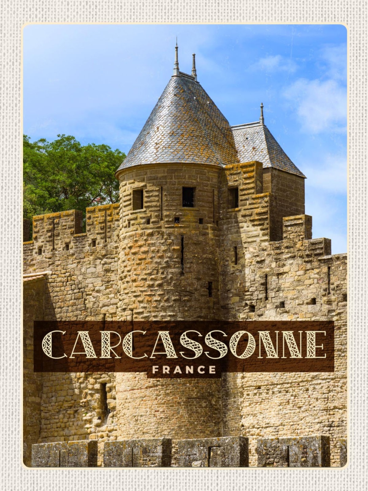 Schild Carcassonne France Frankreich Burg 12x18 20x30 30x40 Blech od. Holz