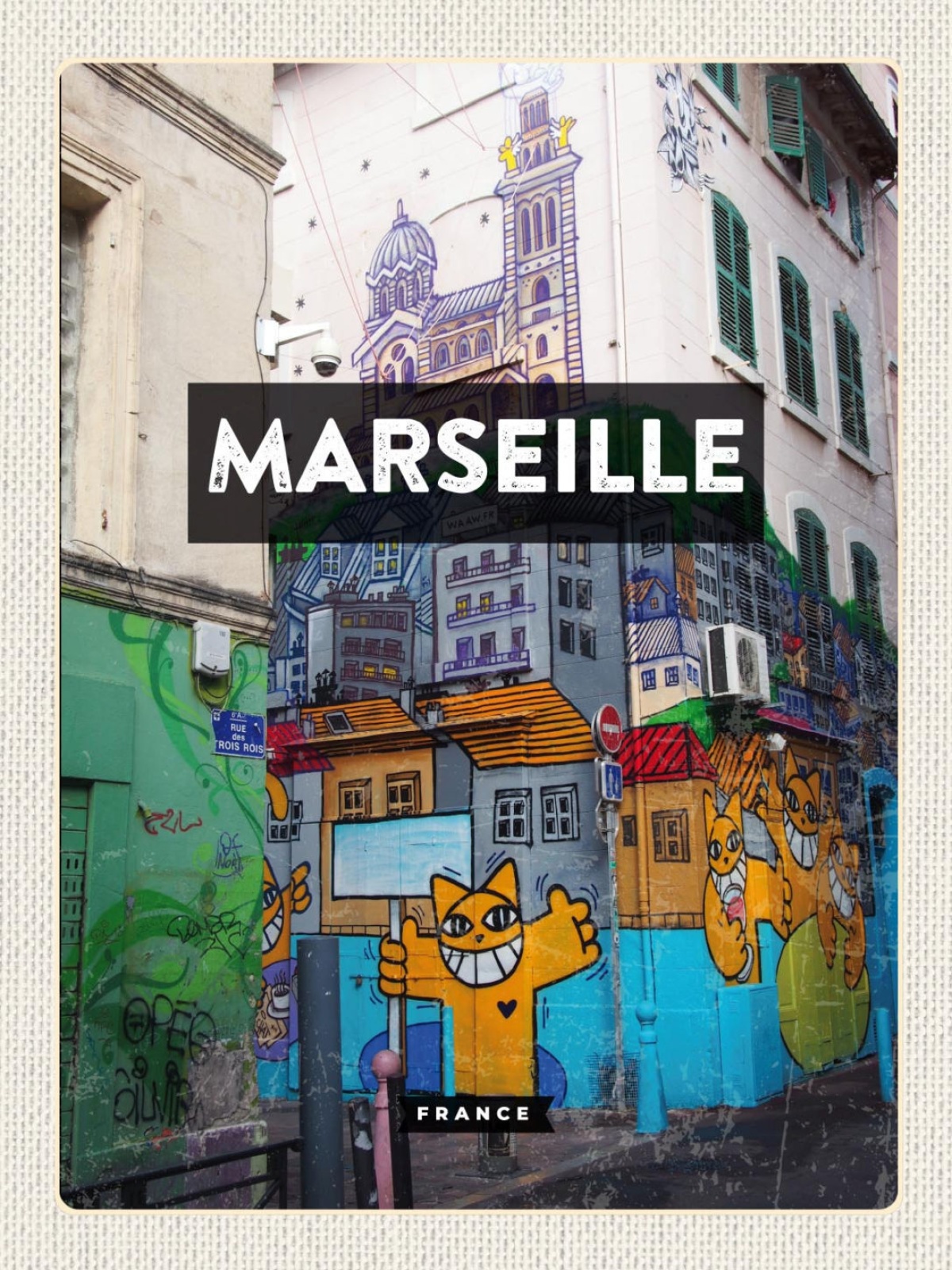 Schild Marseille France Frankreich Stadt Grafitti 12x18 20x30 30x40 Blech/Holz