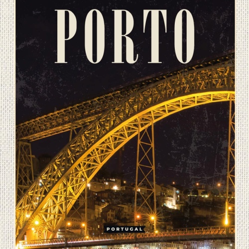 Schild Porto Portugal Ponte Luís I Brücke Stadt 12x18 20x30 30x40 Blech od. Holz