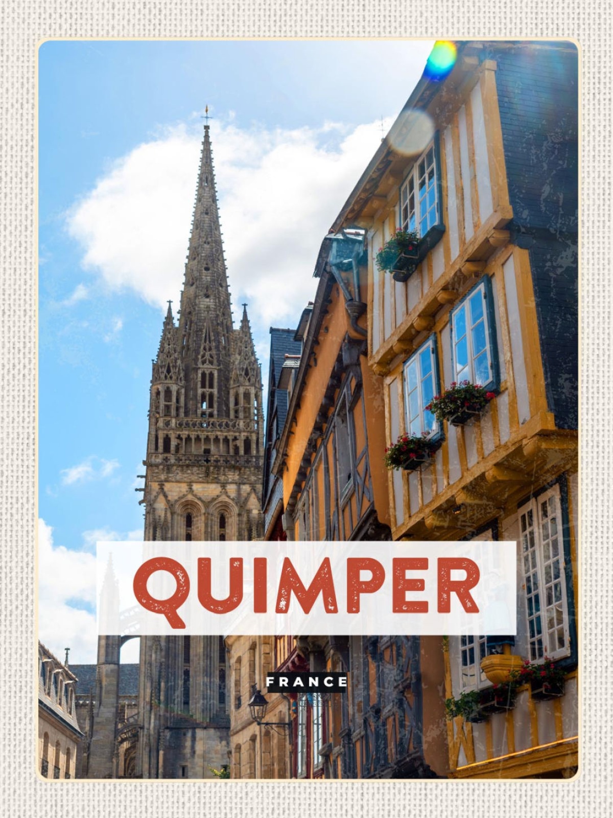 Schild Quimper France Frankreich Kathedrale 12x18 20x30 30x40 Blech od. Holz