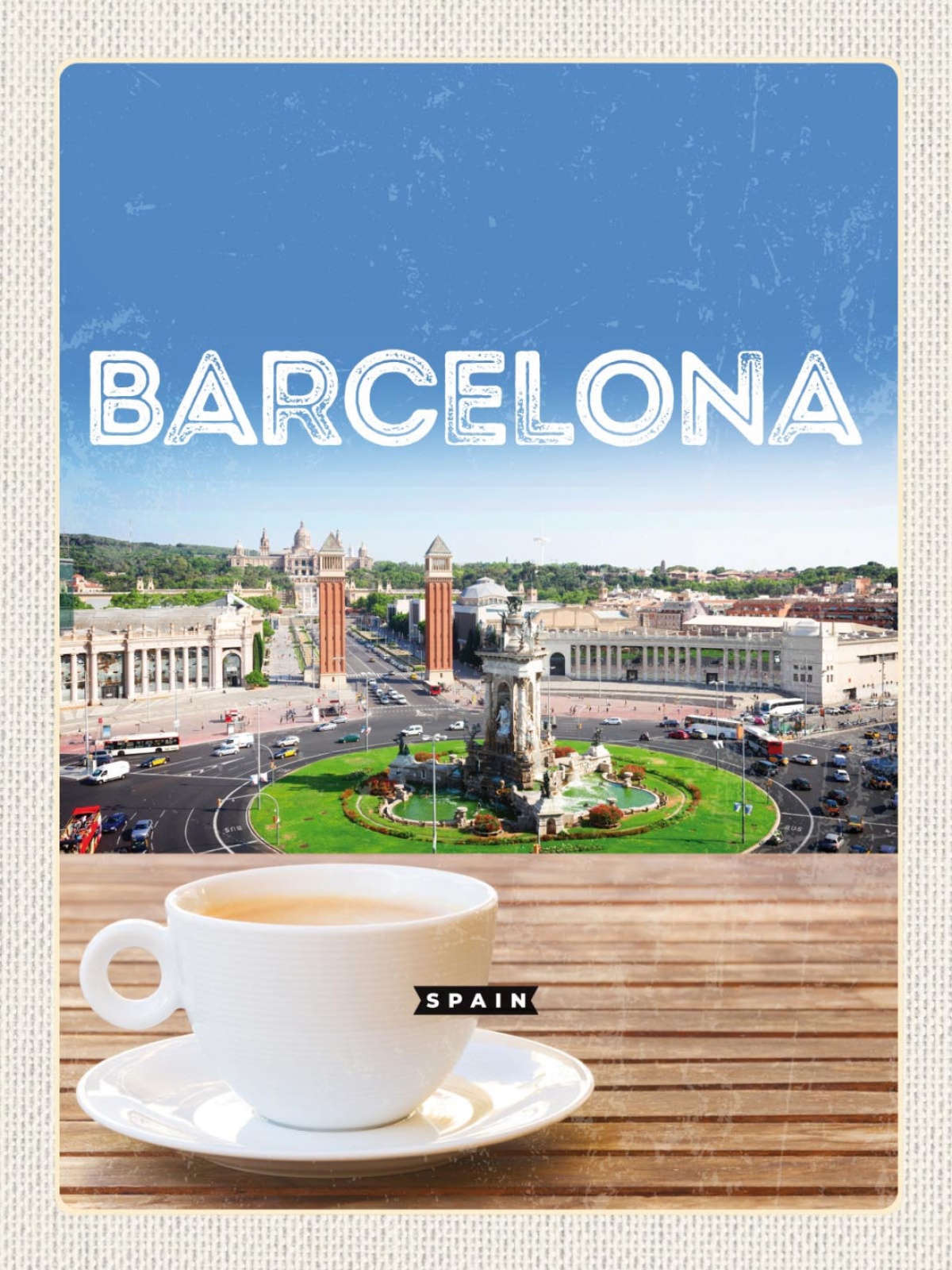 Schild Barcelona Spain Spanien Café Kaffee Haus 12x18 20x30 30x40 Blech/Holz