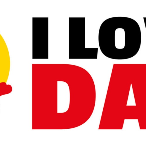 Schild I Love Dad Ich Liebe Papa Vater Eltern Kind Elefant 27 x 10 Blech od.Holz