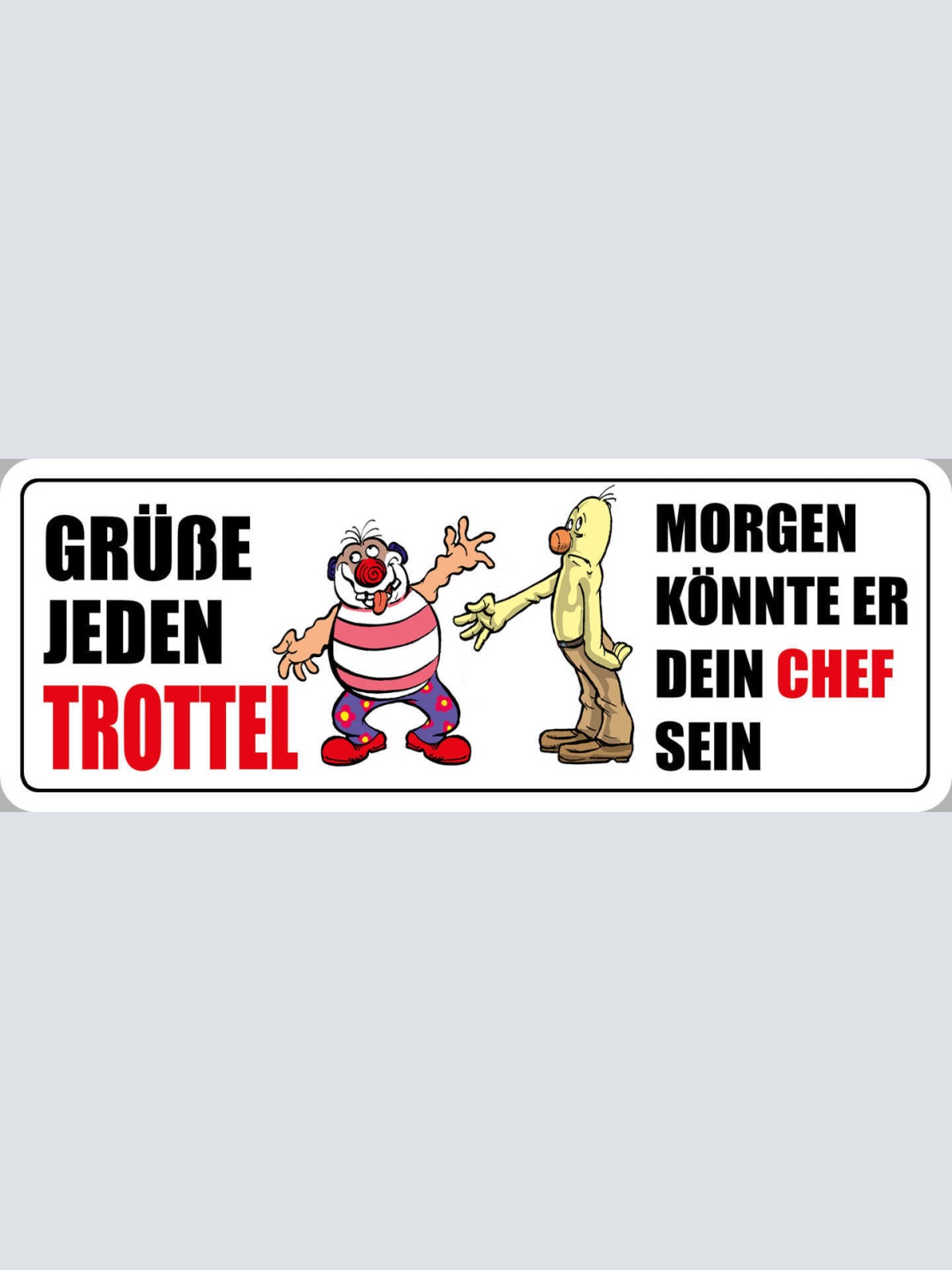 Schild Grüße Jeden Trottel Morgen Könnte Er Dein Chef Sein 27 x 10 Blech od.Holz